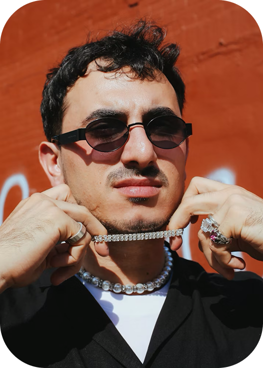 A man wearing our glasses, looking stylish.